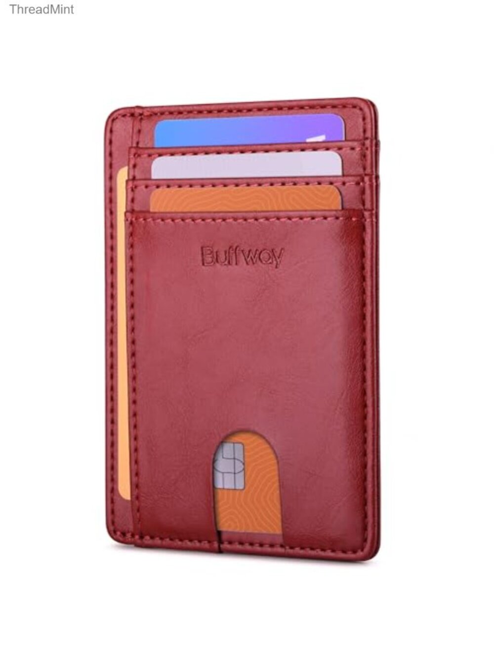Buffway Slim Minimalist RFID Blocking Faux Leather Front Pocket Wallet